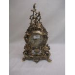 C20th reproduction mantel clock, heavily gilt in an ornate French rococo design, H42cm