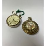 Victorian hallmarked silver cased pocket watch, white Roman dial with subsidiary seconds signed