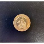 Modern half Sovereign sized fantasy coin, obv. Victoria Gothic head, rev. Hong Kong trade Dollar