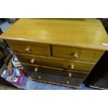 Modern pine chest of two short above three long drawers, W82cm D41cm H89cm