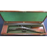 Mahogany cased William Hole of Bristol 16B percussion cap side by side shotgun, with 29.5"