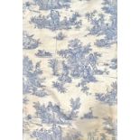 Beal House Collection - Pair of curtains with blue Toile de Jouy all over pattern on cream ground
