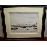 After Laurence Stephen Lowry (1887-1976): 'The Harbour' lithograph, pub. 1972 by Venture Prints,