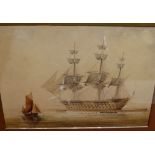 David Hall Collection - English School (early C19th); British Naval Scene depicting First Rate