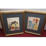 Salvador Dali (1904-1989): 'Le Cheval de Labeur & Le Cheval de Tromphe' pair of ceramic tiles