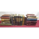 Collection of leather bound and vintage books including "The Tourist in Wales", George Macaulay