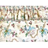 David Hall Collection - Pair of curtains with crawling branches, pink and blue floral springs on a