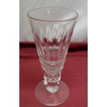 Early C19th tall ale glass with panel and diamond cut bowl, H19.5cm
