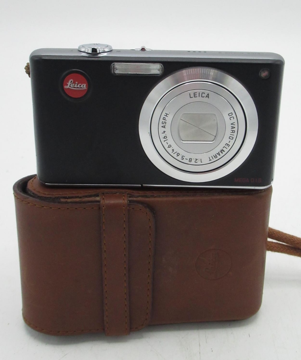Leica C-lux 2 digital camera in black and silver, with leather case (no charger)