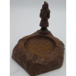 Thomas Gnomeman Whittaker - Adzed oak hexagonal ashtray, with signature gnome, W13cm H12cm
