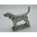 Louis Lejeune Ltd chromed cast metal hunting Hound car bonnet mascot, stamped on rectangular base,