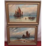 Continental School (late C19th): Fishing Boats off the Coast, pair of oils on canvas, 25cm x 40cm (