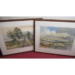 Sidney Wright (C20th): Landscape studies, pair of watercolours, signed, 33cm x 48cm, with Gallery