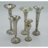 Geo.V hallmarked Sterling silver vase with decorative raised edge (marks rubbed), Birmingham,