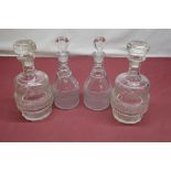 Beal House Collection - Pair of Regency decanters, fluted mallet shaped bodies with hobnail band,