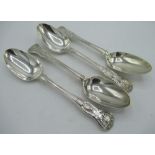 Matched set of four Victorian hallmarked Sterling silver King's pattern tablespoons with makers mark