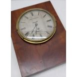 Early C19th bulkhead type clock, circular silvered Roman dial inscribed "Geo. E. Douglas,