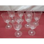 David Hall Collection - Set of nine Baccarat wine glasses, bell shaped bowls on single knop baluster