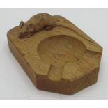 Robert Mouseman Thompson - Rectangular oak ashtray carved with signature mouse, W10cm D7.5cm H4.5cm