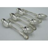 Set of six Victorian hallmarked Sterling silver Queens pattern dessert spoons by Charles Lias,