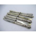 Set of six Edw.VII hallmarked Sterling silver handled butter knives by B Worth & Sons, Sheffield,