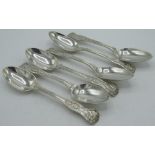 Matched set of six Geo.IV/Victorian hallmarked Sterling silver Kings Pattern dessertspoons three