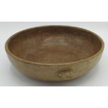 Robert Mouseman Thompson - Adzed oak circular fruit bowl, carved with signature mouse, D25cm
