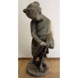 Lead garden figure of a young girl, emblematic of Summer, H76cm