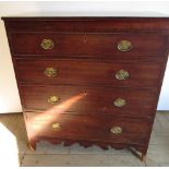 Regency mahogany chest, crossbanded and boxwood strung top above four long graduated cockbeaded