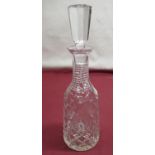 Waterford glass Sherry decanter, mallet shaped body with hobnail and fan decoration, flute neck,