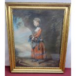 David Hall Collection - English School (early C19th); Young Girl in a pink dress with blue sash,