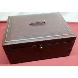 Victorian gilt tooled red Morocco leather jewellery box, with velvet lined fitted interior and