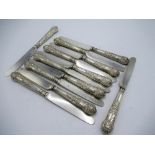 Set of twelve Geo.IV hallmarked Sterling silver handled Kings pattern dinner knives by Aaron Hadfie