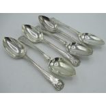 Matched set of six Will.IV hallmarked Sterling silver Kings Pattern tablespoons, two by Mary