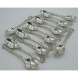 Set of thirteen Victorian hallmarked Sterling silver Kings Pattern teaspoons by Francis Higgins III,