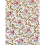 David Hall Collection - Pair of curtains with coral and duck egg floral sprays, crawling branches on