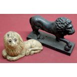 Beal House Collection - Victorian cast iron doorstop, in the form of a standing lion with paw on