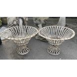 Beal House Collection - Pair of wrought metal openwork urn shaped planters, D42cm H31cm (2)