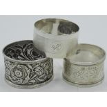 Victorian hallmarked Sterling silver napkin ring with bright cut decoration with makers mark MJ,
