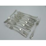 Set of twelve Geo.V hallmarked Sterling silver Old English forks by John Henry Potter, Sheffield,