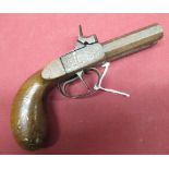 Percussion cap side by side pocket pistol with 2 1/2" octagonal barrels