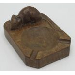 Robert Mouseman Thompson - Rectangular oak ashtray, carved with signature mouse, W10cm D7.5cm H4.5cm
