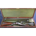 Cased John Reeves & Co of Birmingham .465 rifle with 28" octagonal barrel with broad top rib with