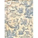 Beal House Collection - Pair of curtains with blue Toile de Jouy all over pattern and cream