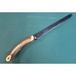 Antique American Frontier/Plainsman knife. 10" single edge steel blade with antler grip.