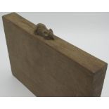 Robert Mouseman Thompson - Rectangular oak block carved with signature mouse, W23cm H17cm