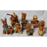 Ten Pendelfin figures including Mike, Dandy, Bobby, etc (10)