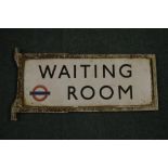 Vintage enamel British Rail Waiting Room sign, 67.5cm x 26.5cm