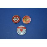 Two enamel badges of Hainault Epping Underground line, Central Line Heart of the Network badge (3)