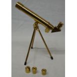 Miniature astronomical brass D24 telescope by Opticron, with three lenses x15, x20 and x30